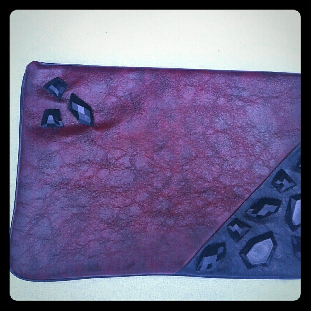 Gianni Bini Red Black Bead Accent Clutch